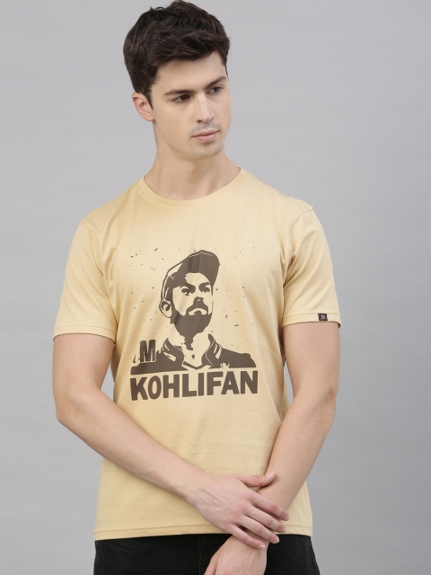 

Bushirt Men Beige Virat Kohli Printed Round Neck Cotton Pure Cotton T-shirt