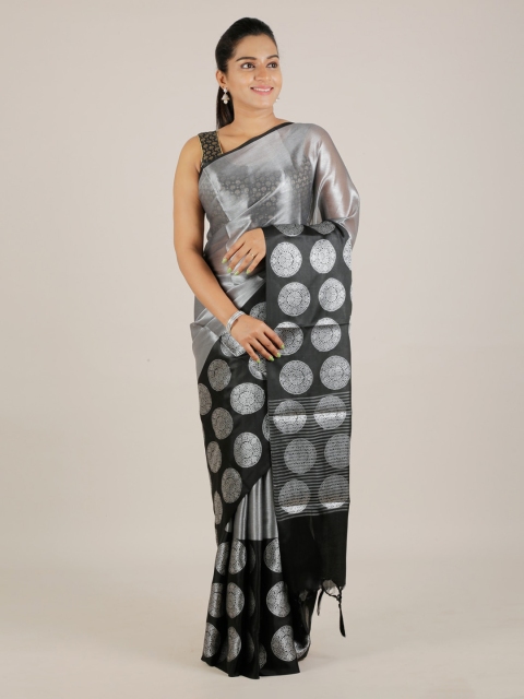 

Pothys Grey & Black Tissue Woven Design Saree