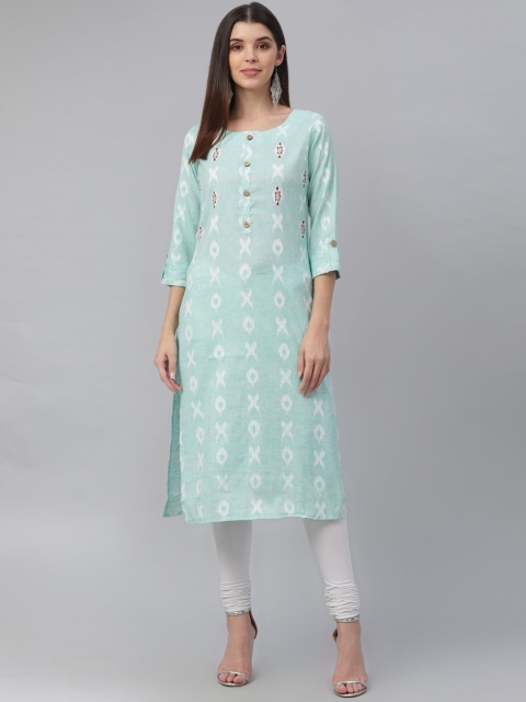 

nesara Women Blue Printed Kurta