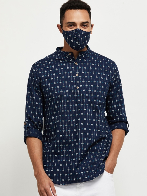 

max Men Blue Ethnic Motifs Printed Indigo Kurta