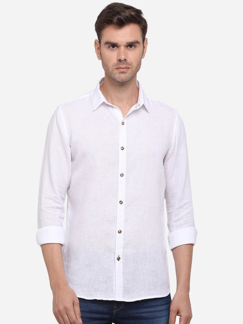 

JADE BLUE Men White Slim Fit Solid Pure Cotton Casual Shirt