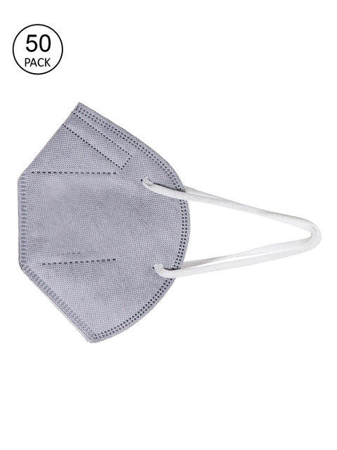 

OOMPH Unisex Pack Of 50 Grey Solid 5-Ply Reusable Anti-Pollution KN95 Face Masks