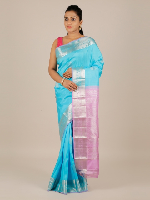 

Pothys Blue Pure Silk Woven Design Kanjeevaram Saree