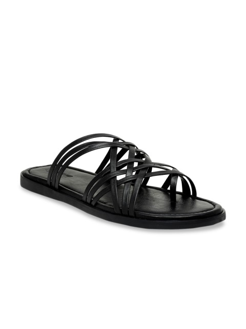 

BEAVER Men Black Leather Comfort Sandals