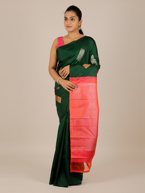 

Pothys Green Pure Silk Woven Design Kanjeevaram Saree