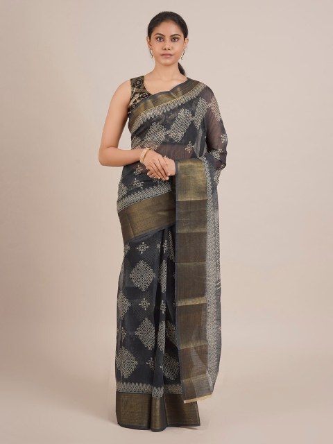 

Pothys Grey Woven Design Jute Silk Saree