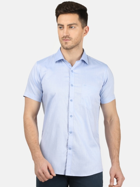 

Monte Carlo Men Blue Regular Fit Solid Cotton Casual Shirt