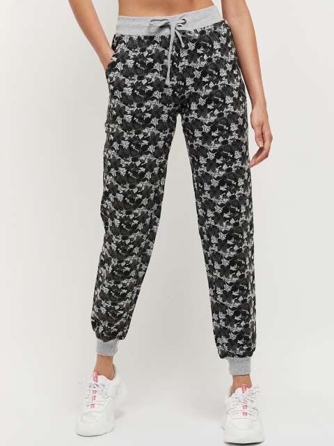 

max Women Grey Melange Regular Fit Printed Joggers