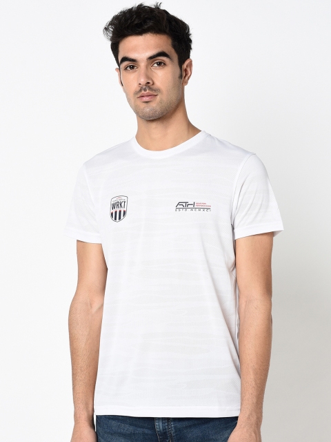 

Octave Men White & Black Printed Round Neck T-shirt