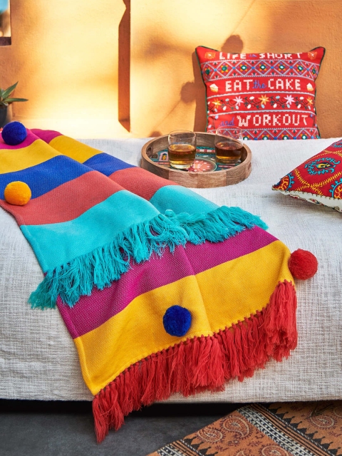

Chumbak Red & Blue Striped Kutch Fest Throw