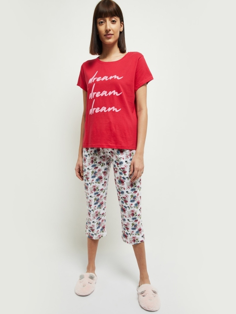 

max Women Pink & White Printed Night suit