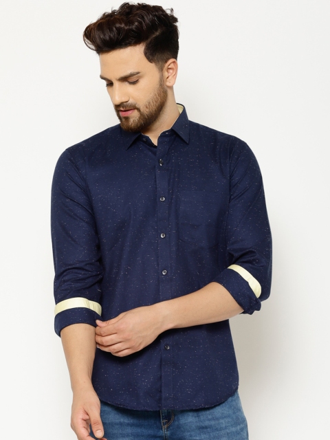 

EPPE Men Navy Blue Slim Fit Solid Casual Shirt