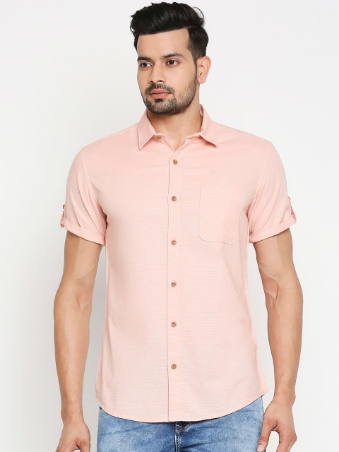 

Mufti Men Peach-Coloured Slim Fit Solid Casual Shirt