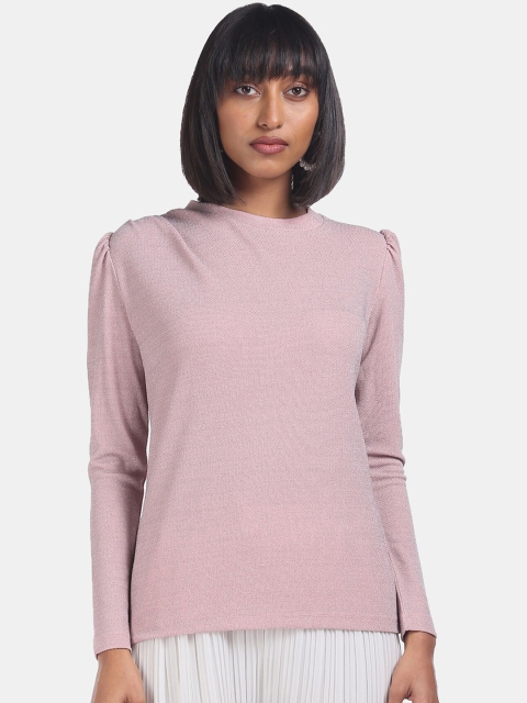 

ELLE Pink Solid Regular Top