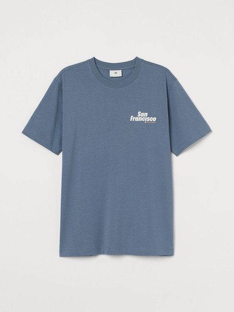 

H&M Men Blue Printed T-shirt
