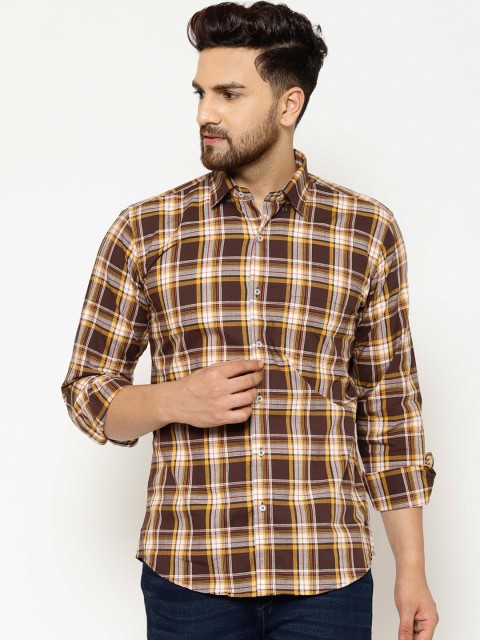 

EPPE Men Brown Slim Fit Checked Casual Shirt