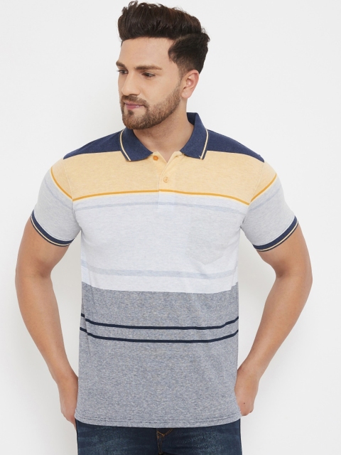 

HALTON HILLS Men Grey Colourblocked Polo Collar Cotton T-shirt