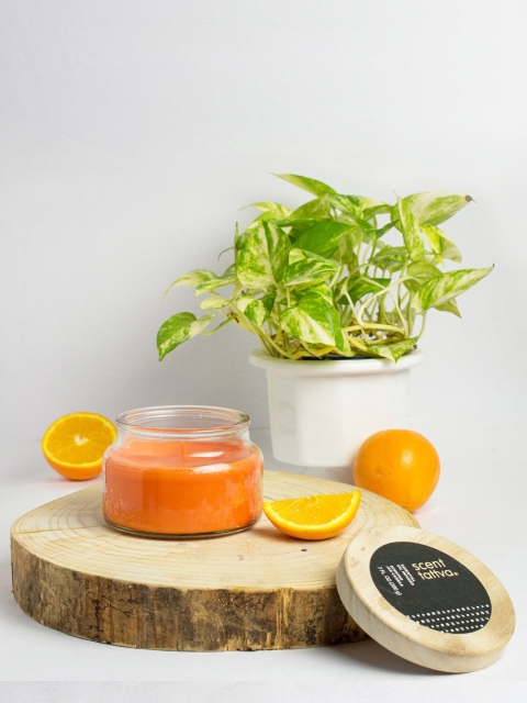 

happywagon Orange & Brown Energize Scented Jar Candle