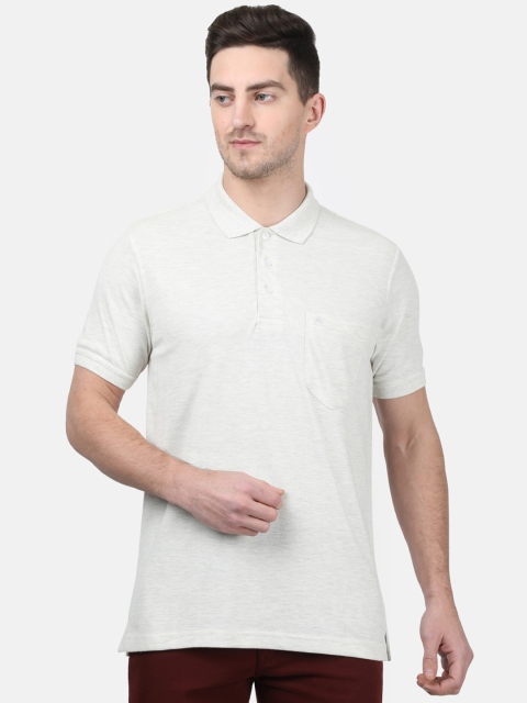 

Monte Carlo Men Off-White Solid Polo Collar T-shirt