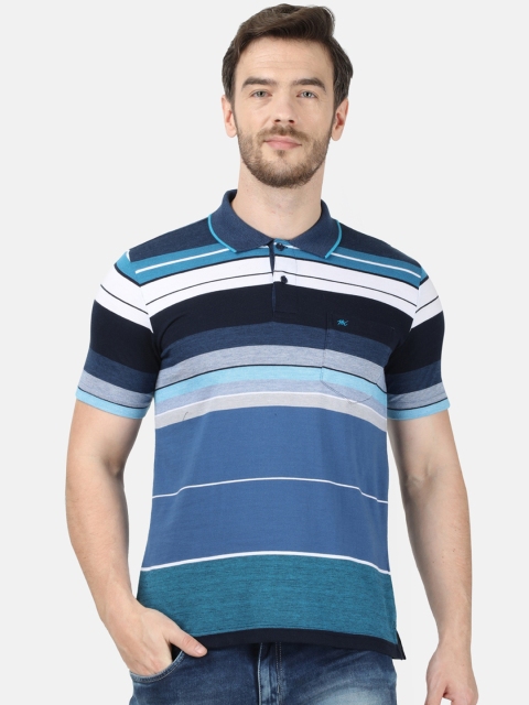 

Monte Carlo Men Blue Colourblocked Polo Collar T-shirt