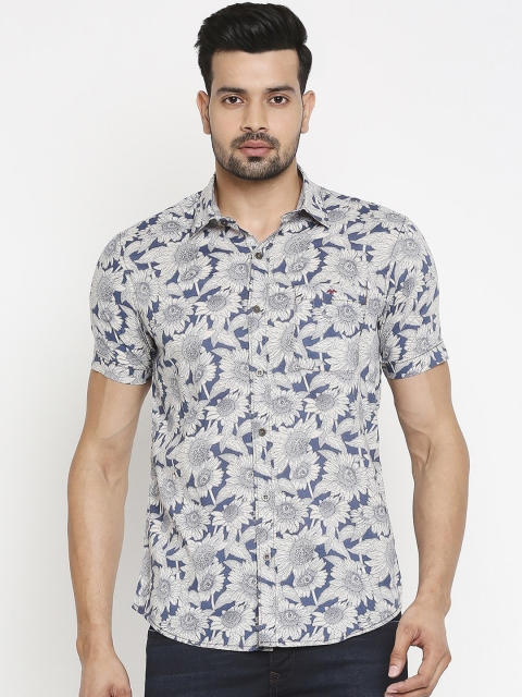 

Mufti Men Grey Slim Fit Printed Cotton Casual Shirt