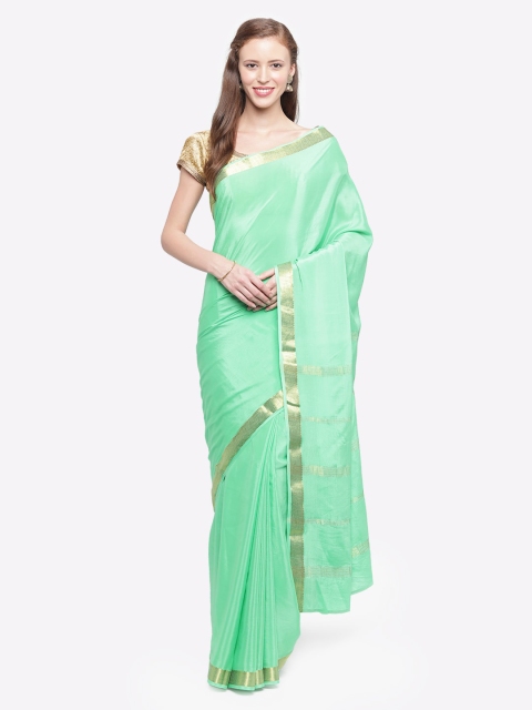 

Sudarshan Silks Green Pure Silk Solid Mysore Silk Saree