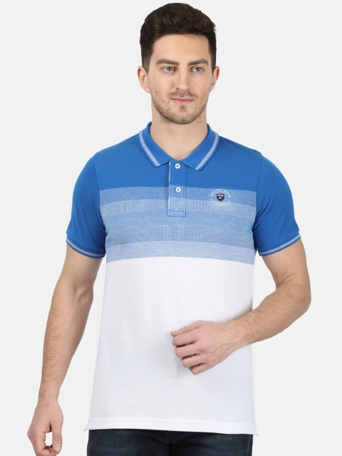 

Monte Carlo Men Blue Colourblocked Polo Collar Cotton Blend T-shirt