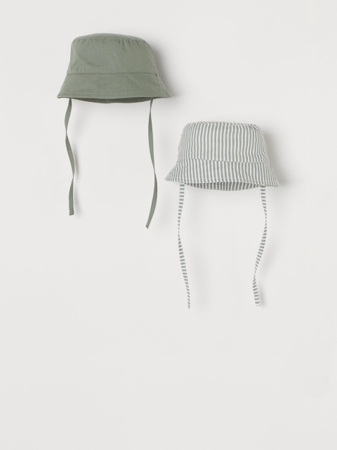

H&M Kids Green & White 2-Pack Cotton Sun Hats