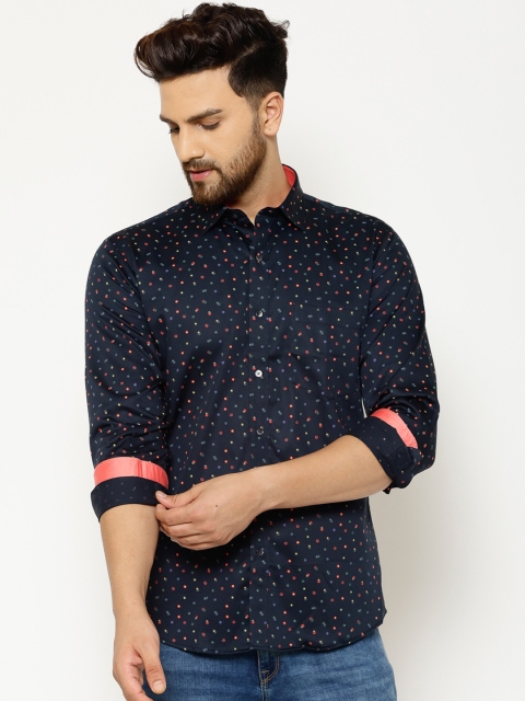 

EPPE Men Navy Blue Slim Fit Printed Casual Shirt