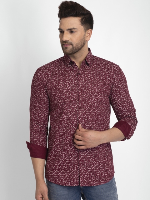 

JAINISH Men Maroon & Beige Regular Fit Printed Cotton Casual Shirt