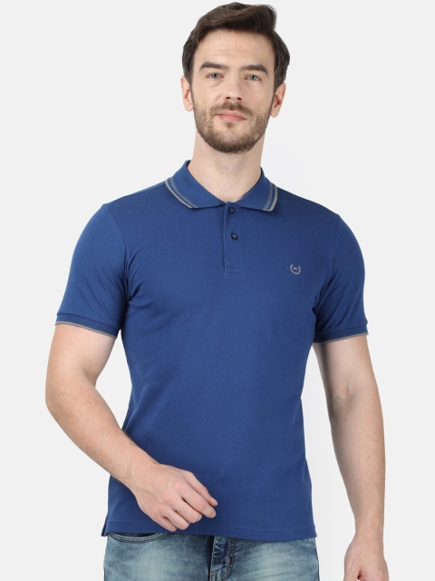

Monte Carlo Men Navy Blue Solid Polo Collar T-shirt