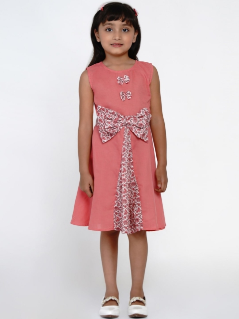 

Bitiya by Bhama Girls Peach-Coloured Solid Fit and Flare Dress