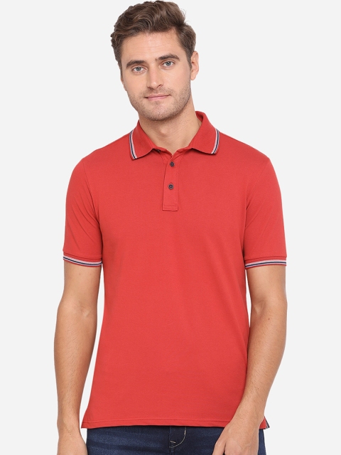 

JADE BLUE Men Rust Solid Polo Collar T-shirt
