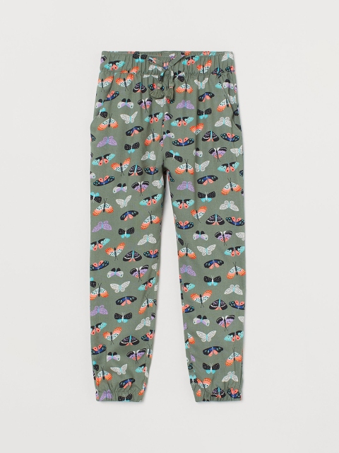 

H&M Girls Green & Orange Woven Joggers