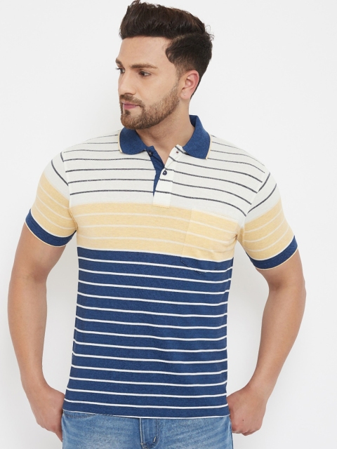 

HALTON HILLS Men Blue Striped Polo Collar T-shirt