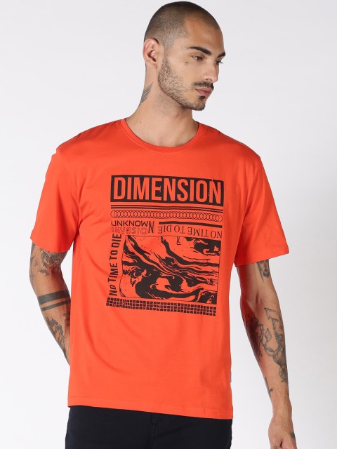 

Blue Saint Men Orange Printed Round Neck T-shirt