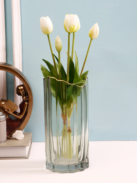 

TAYHAA Transparent Textured Hand-Crafted Cubic Vase