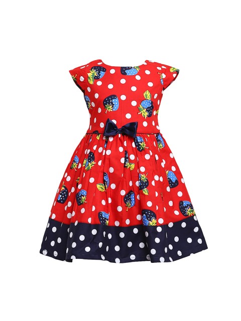 

Aarika Girls Red Printed Fit and Flare Dress