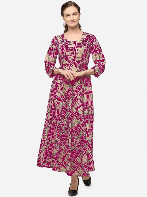 

VENISA Women Pink & Beige Printed Maxi Dress