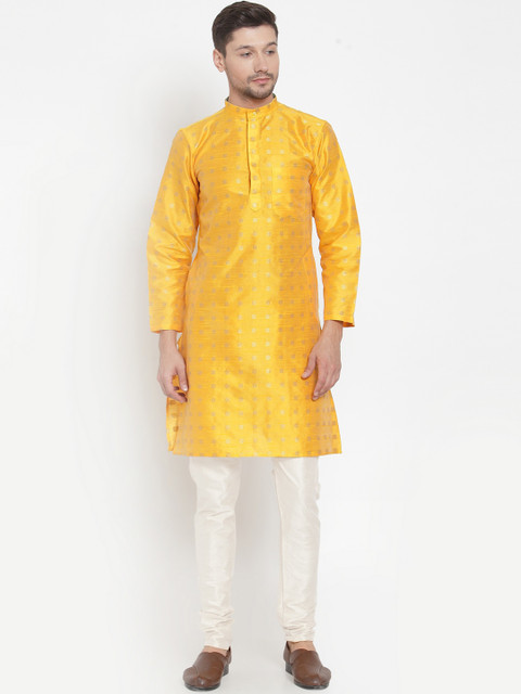 

KLOTTHE Men Yellow Woven Design Kurta