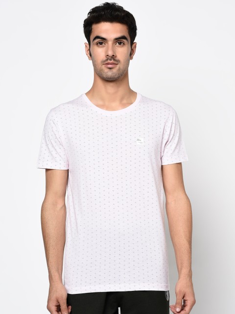 

Octave Men Pink Self Design Round Neck T-shirt