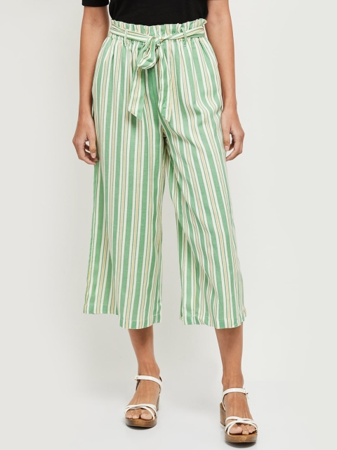 

max Women Green Regular Fit Striped Culottes