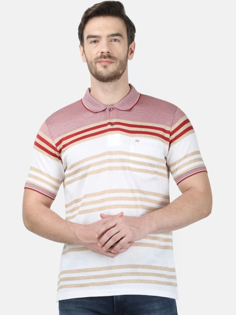 

Monte Carlo Men White & Red Striped Polo Collar T-shirt