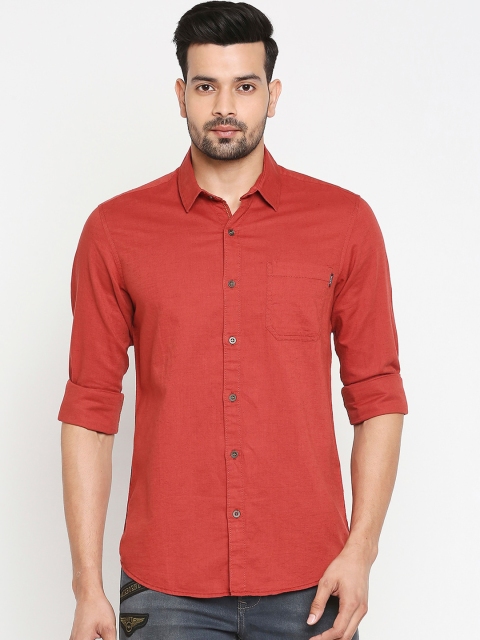 

Mufti Men Red Slim Fit Solid Casual Shirt