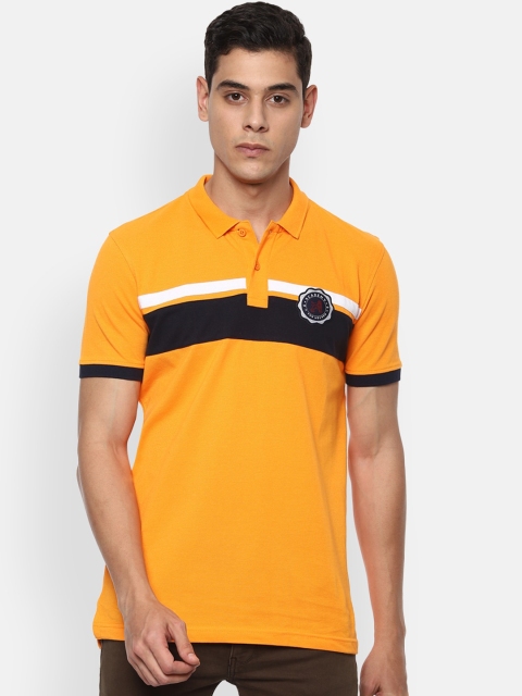 

Van Heusen Sport Men Yellow Striped Cotton Polo Collar T-shirt