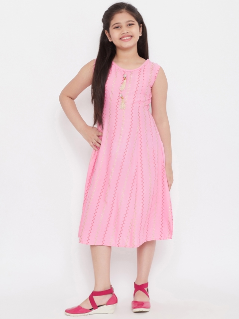 

Baani Creations Girls Pink Printed A-Line Dress