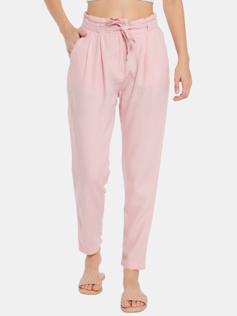 

ELLE Women Pink Regular Fit Solid Peg Trousers
