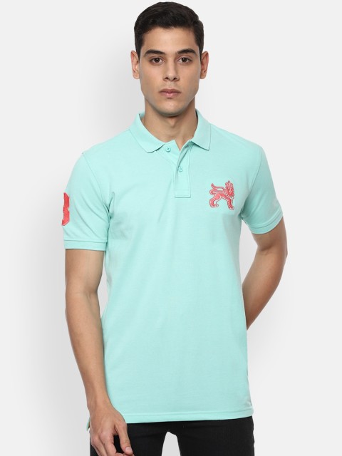 

Van Heusen Sport Men Turquoise Blue Solid Polo Collar T-shirt