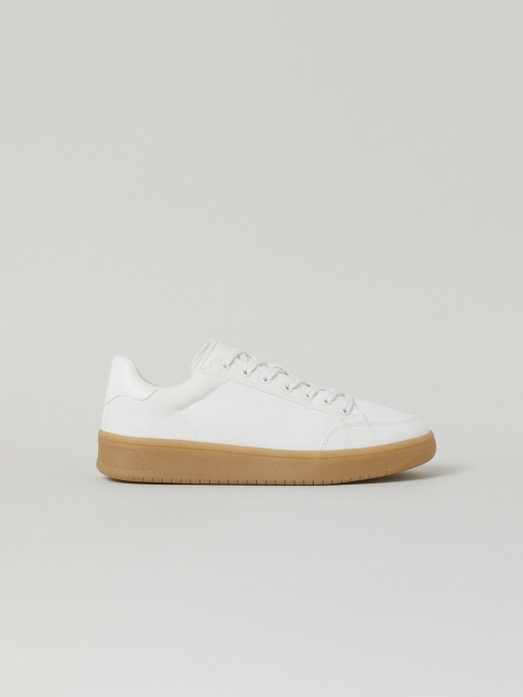 

H&M Women White Cotton Canvas Trainers