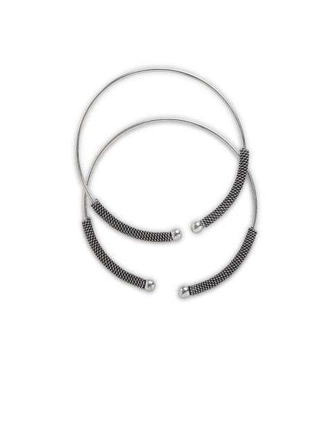 

Amoliconcepts Set Of 2 Oxidized Silver-Toned Anklets